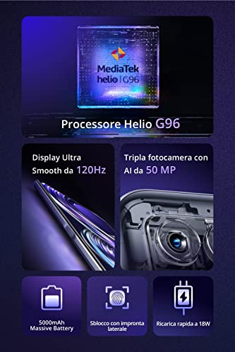 realme 8i - Smartphone Libre (Pantalla fluida de 6.6" 120 Hz, 4GB RAM + 128GB Almacenamiento, MediaTek Helio G95, Cámara triple de IA de 50 MP, Batería de 5000 mAh, Dual SIM) Stellar Purple