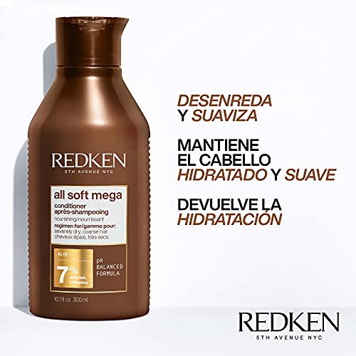 Redken | Acondicionador Nutritivo con Aloe Vera para cabellos muy Secos y Gruesos, All Soft Mega, 300ml