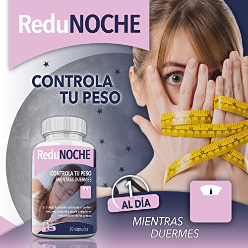 Redunoche - 30 cápsulas - Elimina la grasa mientras duermes - Adelgazante nocturno con Forskolina, Melatonina y Valeriana - Bote con 30 cápsulas - 1 al dia