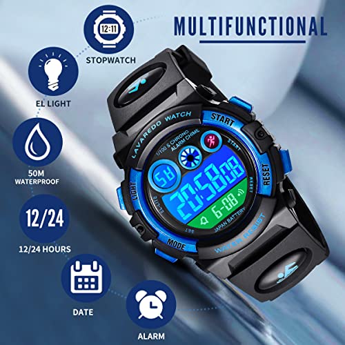 Reloj Niños, Reloj para Niños Digital Sport Multifunción Cronógrafo LED 50M Impermeable Alarma Reloj Analógico Camuflaje Militar para Niños con Banda de Silicona Ejército