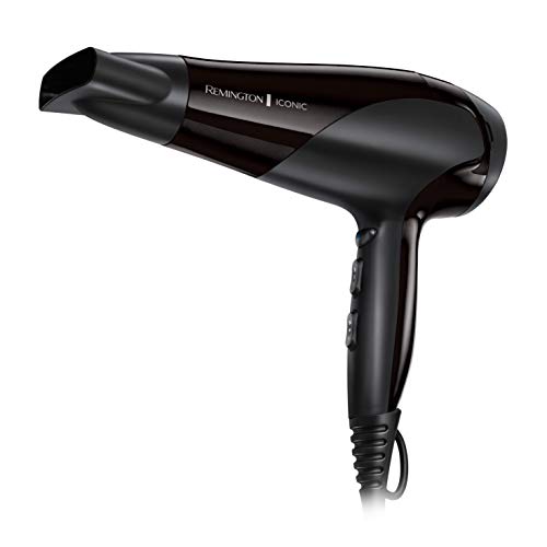 Remington Ionic Dry 2200 - Secador de Pelo, Secador Iónico, Concentrador y Difusor, 2200 W, Negro, D3198