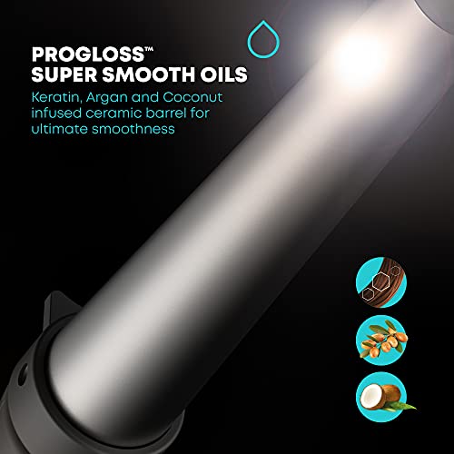 REVAMP Progloss Big Hot Wand Rizador de Pelo Cónico - Tenacilla con Barril de Cerámica Grande para Rizos Y Ondas, Calentamiento Rápido, Temperatura Regulable, Apagado Automático, Black