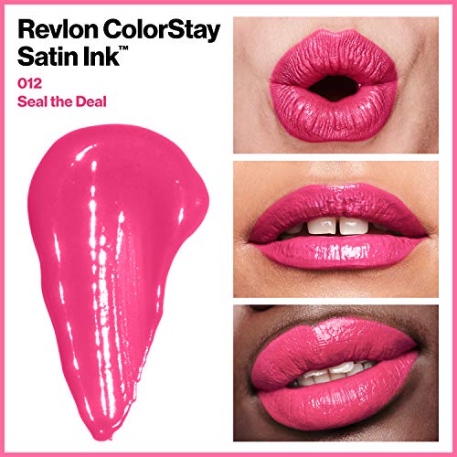 Revlon Lápiz labial líquido de tinta satinada ColorStay, colores de labios ricos de larga duración, formulado con aceite de semilla de grosella negra, 012.