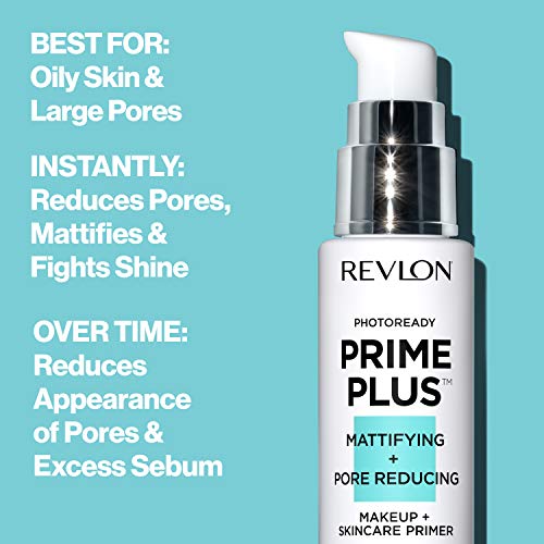 Revlon Primer Plus Maquillaje y Cuidado de la Piel, Matificante y Reducción de Poros con Ácido Salicílico y AHA, 30 ml