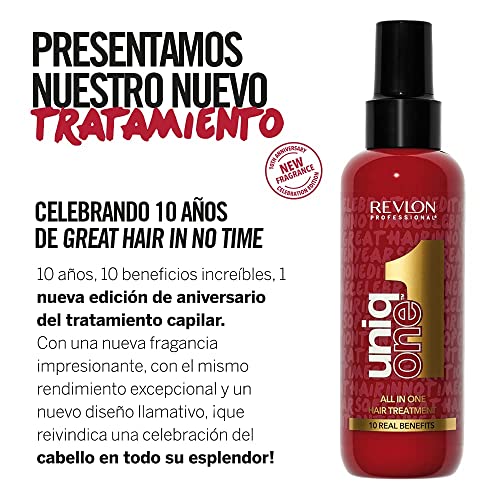 Revlon Professional UniqOne Celebration Edition Nueva Fragancia, Protector térmico cabello y tratamiento en spray, 150ml