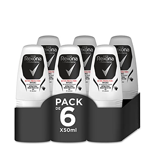 Rexona Active Protection+ Desodorante Roll On Antitranspirante para hombre Invisible  50ml - Pack de 6