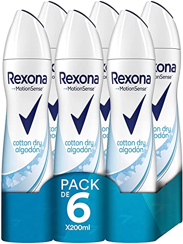 Rexona  Desodorante Aerosol Antitranspirante para mujer Cotton Dry  200ml - Pack de 6