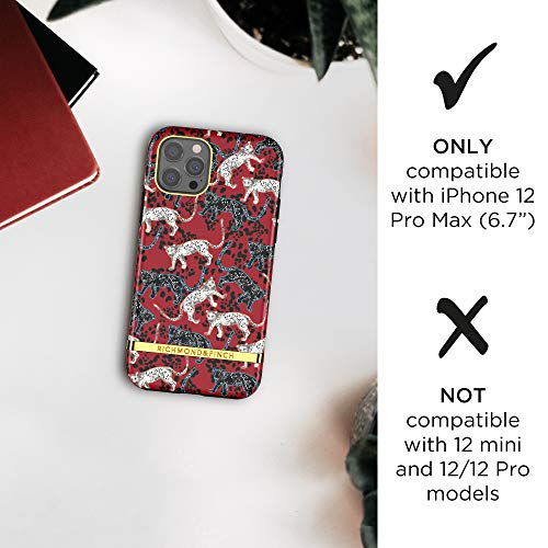 RICHMOND & FINCH Funda Teléfono Diseñada para iPhone 12 Pro MAX Funda, 6.7 Pulgada, Rojo Leopardo Fundas Probadas contra Caídas, Bordes Elevados a Prueba De Golpes, Funda Protectora