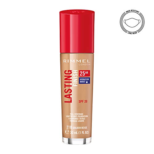 Rimmel London Lasting Finish Foundation 25H, Base de Maquillaje Tono 210 - 30ml