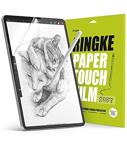 Ringke Paper Touch Film Soft Compatible con Protector Pantalla iPad Pro 12.9 Pulgadas (3/4/5 Generacion), Película de Papel Suave Mate, Protector de Pantalla para la Escritura, Dibujar - 2 Pack