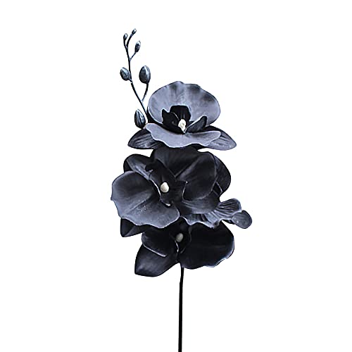 RNSUNH Flores de Phalaenopsis artificiales ramas, 2 unidades, 15 pulgadas, orquídea de baile negro, simulación de mariposas Phalaenopsis flores para decoración del hogar, boda, fiesta