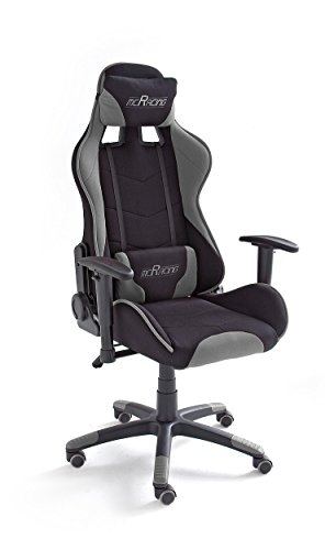 Robas Lund MC Racing 2 Silla de Gaming/Oficina/Escritorio con Asiento Deportivo, Poliéster, Negro y Gris Mate, 58x69x125 cm