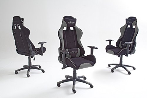 Robas Lund MC Racing 2 Silla de Gaming/Oficina/Escritorio con Asiento Deportivo, Poliéster, Negro y Gris Mate, 58x69x125 cm