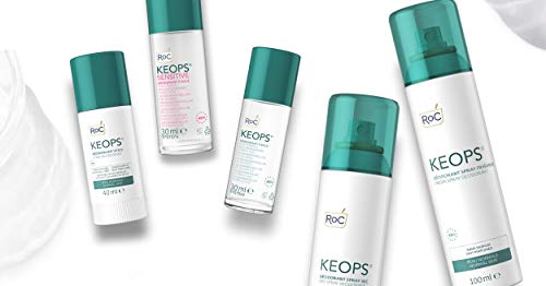 RoC - KEOPS Desodorante en Barra - Eficacia 24 horas - Libre de Alcohol, Fragancia y Sales de Aluminio - 40 ml