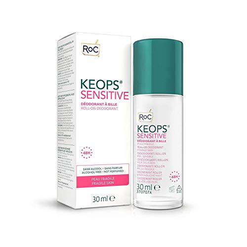 RoC - KEOPS Desodorante Roll-On Piel Sensible - Antitranspirante - Eficacia 24 Horas - Sin Alcohol y Sin Fragancia - 30 ml