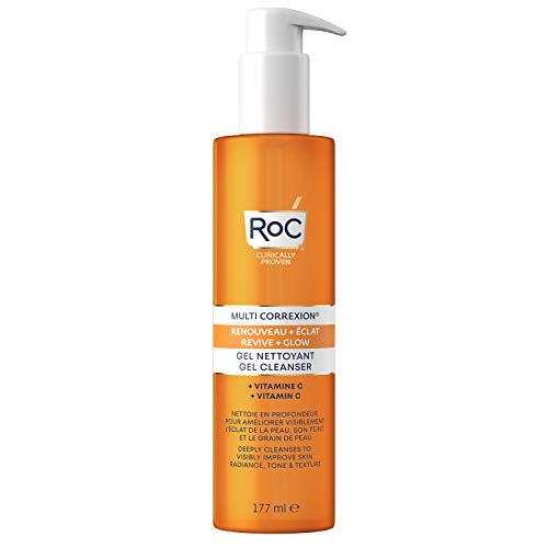 RoC - Multi Correxion Revive + Glow Cream Cleansing Gel - Limpiador facial vigorizante - Vitamina C - Realza la luminosidad de la piel - 177ml