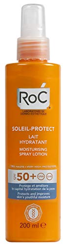 RoC - Protect Spray Hidratante Loción SPF 50 - No Graso - Protector solar - Alta protección - Resistente al agua - Probado clínicamente - 200 ml