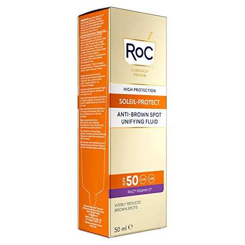 RoC - Soleil-Protect Fluido Unificador Anti Mancha Marrón SPF 50 - Crema Hidratante Facial con Vitamina C - Reduce las Manchas Marrones - 50 ml