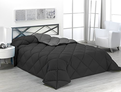 Sabanalia - Edredón nórdico de 400 g reversible (bicolor), para cama de 180/200 cm, color gris y negro