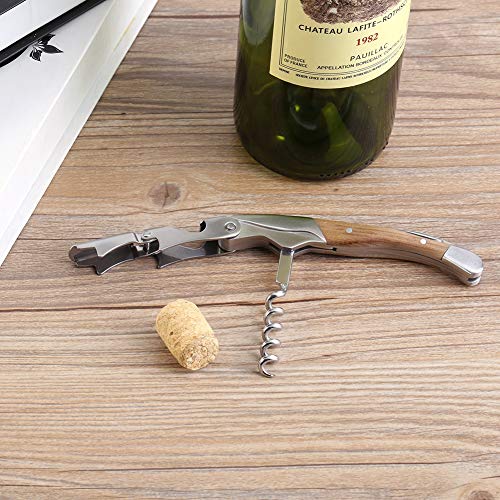 Sacacorchos Abridor de Vino - Madera + Acero Inoxidable 1Pc Sacacorchos Ahorro de Trabajo Abridor de Corcho de Botella de Vino para el Hogar Bar Club Uso de Fiesta Nuevo