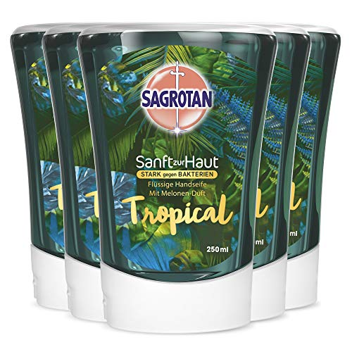 Sagrotan No-Touch Refill Tropical Edition - Para dispensador automático de jabón - 5 x 250 ml Jabón de manos en práctico paquete de valor