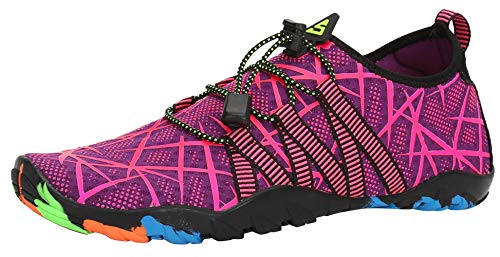 SAGUARO Escarpines Zapatos de Agua Calzado Playa Zapatillas Deportes Acuáticos para Buceo Snorkel Surf Natación Piscina Vela Mares Rocas Río para Hombre Mujer (019 Morado,41 EU)