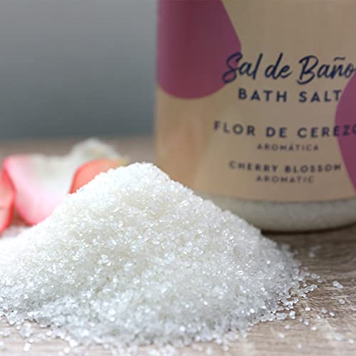 Sal de Baño con Extracto de Flor de Rosa Centifolia, Jazmín, Margaritas, Relajante, Cuidado Corporal, Aromaterapia - Flor de Cerezo