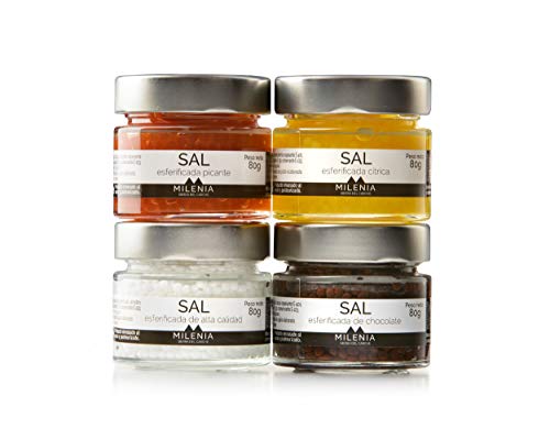 Sal esferificada. Sal Gourmet. Sales para sus recetas. Condimentos. Pack regalo 4 Sales Gourmet. Un producto TOP para sus platos y amantes de la Gastronomía. Gourmet regalo.