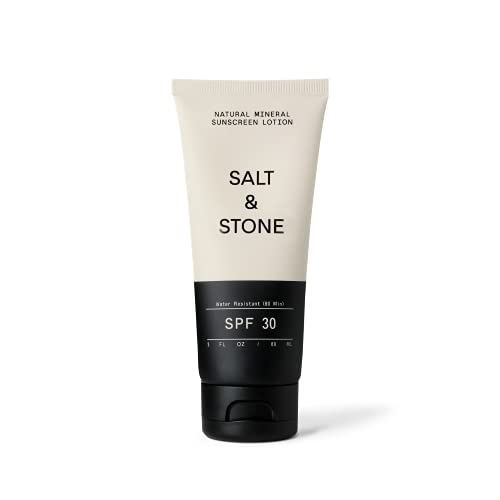 SALT & STONE - Protector solar natural + Protector solar SPF 30 Orgánica Deportes y Coral Safe + protector solar no graso, no GMO, Crueldad, parabenos, resistente al agua 3 oz Un tamaño Broncearse