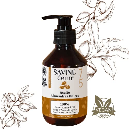 SAVINE DERM ACEITE DE ALMENDRAS DULCES PREMIUM Antiestrías para Embarazadas - 100% PURO y NATURAL/Previene las Estrías del Embarazo y Cicatrices/ Prensado Frío | Pieles secas y sensibles