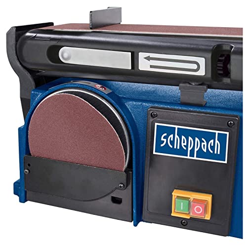 SCHEPPACH BTS900 Lijadora de Mesa Combinada de Disco y Banda con Mesa de Lijado inclinable hasta 45º, 370W, Azul