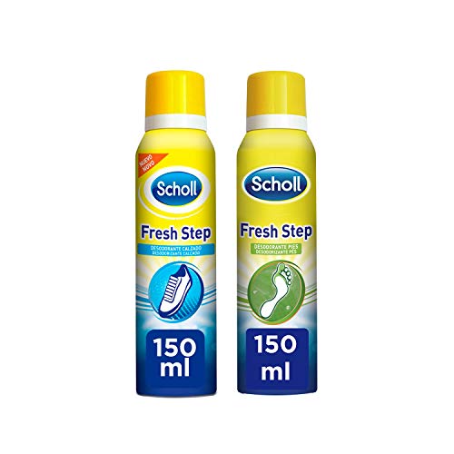 Scholl Desodorante Spray Calzado Fresh Step + Scholl Desodorante Spray Pies Fresh Step Anti-transpirante - elimina el olor y mantiene tus pies y zapatos frescos 2x150ml