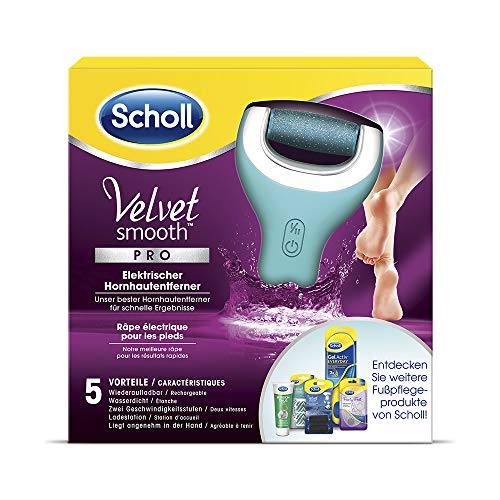 Scholl Velvet Smooth - Quitacallos eléctrico Pro – Para eliminar callos en pies secos y mojados – Recargable – 1 dispositivo + estación de carga