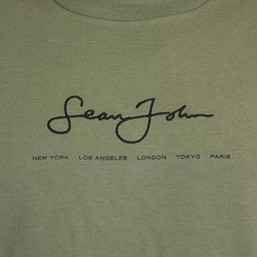 Sean John Camiseta clásica con logo esencial., verde oliva, S