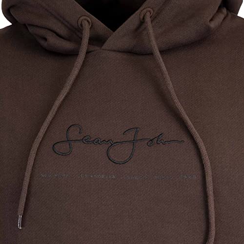 Sean John Sudadera con capucha con logotipo clásico., marrón claro, M