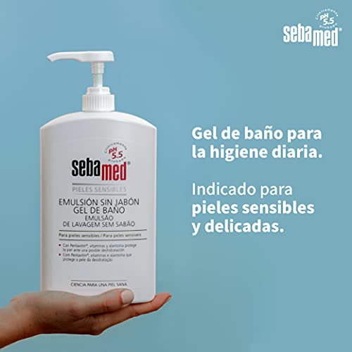 Sebamed - Emulsión sin jabón, gel de baño sin jabón, con pH 5.5 para garantizar la conservación del equilibrio hídrico de la piel, 1 litro