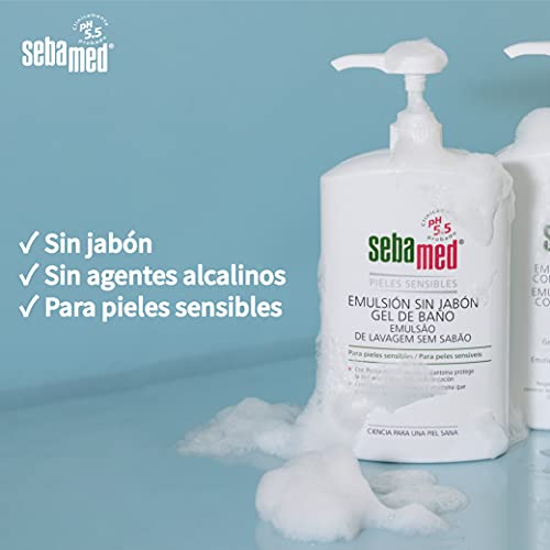 Sebamed - Emulsión sin jabón, gel de baño sin jabón, con pH 5.5 para garantizar la conservación del equilibrio hídrico de la piel, 1 litro