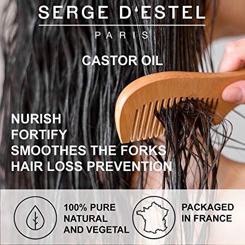 Serge D'Estel Paris Aceite Vegetal de Ricino para Regeneración del Cabello y Fortalecimiento Pestañas y Uñas, 100% Natural 500 ml