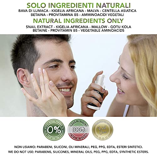 Sérum antiarrugas para el contorno de ojos, baba de caracol para ojeras, bolsas antiarrugas para hombre y mujere, 100% natural puro 15 ml Helix Healty fabricado en Italia