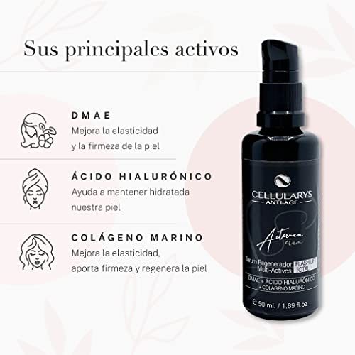 Serum Facial Acido Hialuronico Puro Crema Mujer y Hombre | Serum con Acido hialuronico - DMAE - Colageno Marino | Antiedad con Hidratante | Reduce Arrugas visiblemente | Tensor Reafirmante