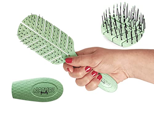 Set Cepillo Profesional Pelo Ecológico Natural Biodegradable Peinado sin Tirones para Desenredar y Alisar + Peine de Madera y 24 Horquillas metálicas para el Cabello