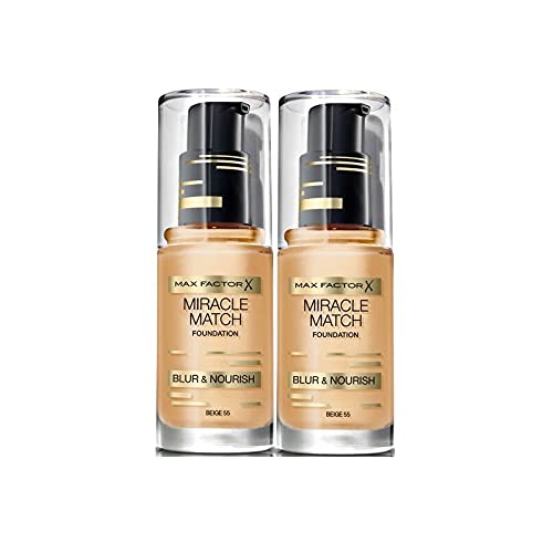 Set Da 2 pz Max Factor Miracle Match Fondotinta Blur E Nourish Beige 55