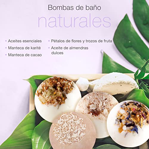 Set Relajante 6 Bombas de Baño Naturales | Con Manteca de Karité Aceite de Almendra Dulce y Aceites Esenciales | Para Hidratar Suavizar Piel | Set de Regalo Mearome