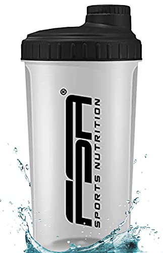 Shaker 700 ml, Preparador de batidos de proteínas y BCAA, libres de BPA y a prueba de vertidos, de la marca de deporte profesional FSA Nutrition - Transparente