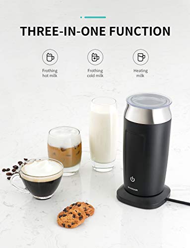 SHARDOR Espumador de Leche Eléctrico 500W, Batidora de Leche 3 en 1 Espuma Caliente/Fría y Calentar Leche para Café Latte Capuchino Nespresso Chocolate Apagamiento Automático