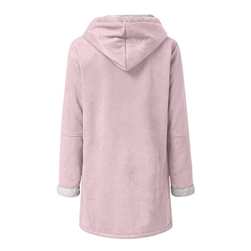 SHOBDW Mujer Venta Liquidación Sólidos Manga Larga Suéteres de Felpa Suave Jerséis Calientes Abrigo de Lana Artificial Chaqueta de Solapa Invierno Espesar Prendas de Vestir Exteriores (Rosa,S)