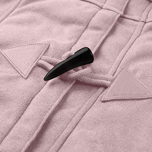 SHOBDW Mujer Venta Liquidación Sólidos Manga Larga Suéteres de Felpa Suave Jerséis Calientes Abrigo de Lana Artificial Chaqueta de Solapa Invierno Espesar Prendas de Vestir Exteriores (Rosa,S)