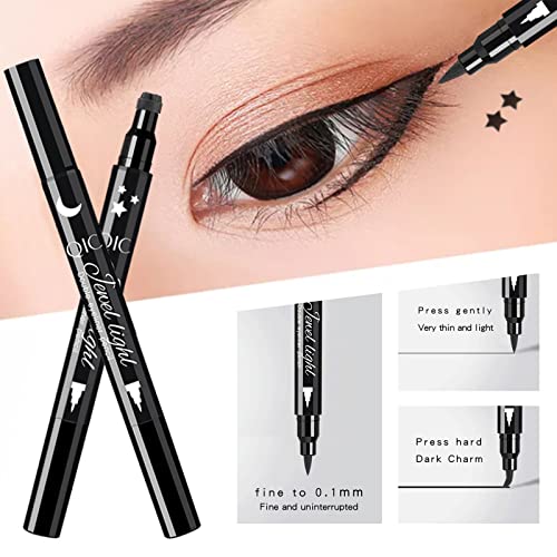 Shorant 12 Piezas Delineador de Ojos de Colores Liquido Eyeliner Mate Waterproof con 2 Delineador Ojos Sello Eyeliner Stamp Estrella Luna Eye Liner Tatoo Maquillaje de Ojos Cosméticos Mujer Regalo