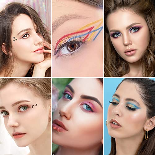 Shorant 12 Piezas Delineador de Ojos de Colores Liquido Eyeliner Mate Waterproof con 2 Delineador Ojos Sello Eyeliner Stamp Estrella Luna Eye Liner Tatoo Maquillaje de Ojos Cosméticos Mujer Regalo