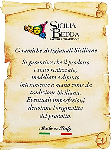 Sicilia Bedda - Piña Siciliana con pie decorado - Modelo cerámico - Cerámica de Caltagirone (Altura 12 x 8, Ottanio)